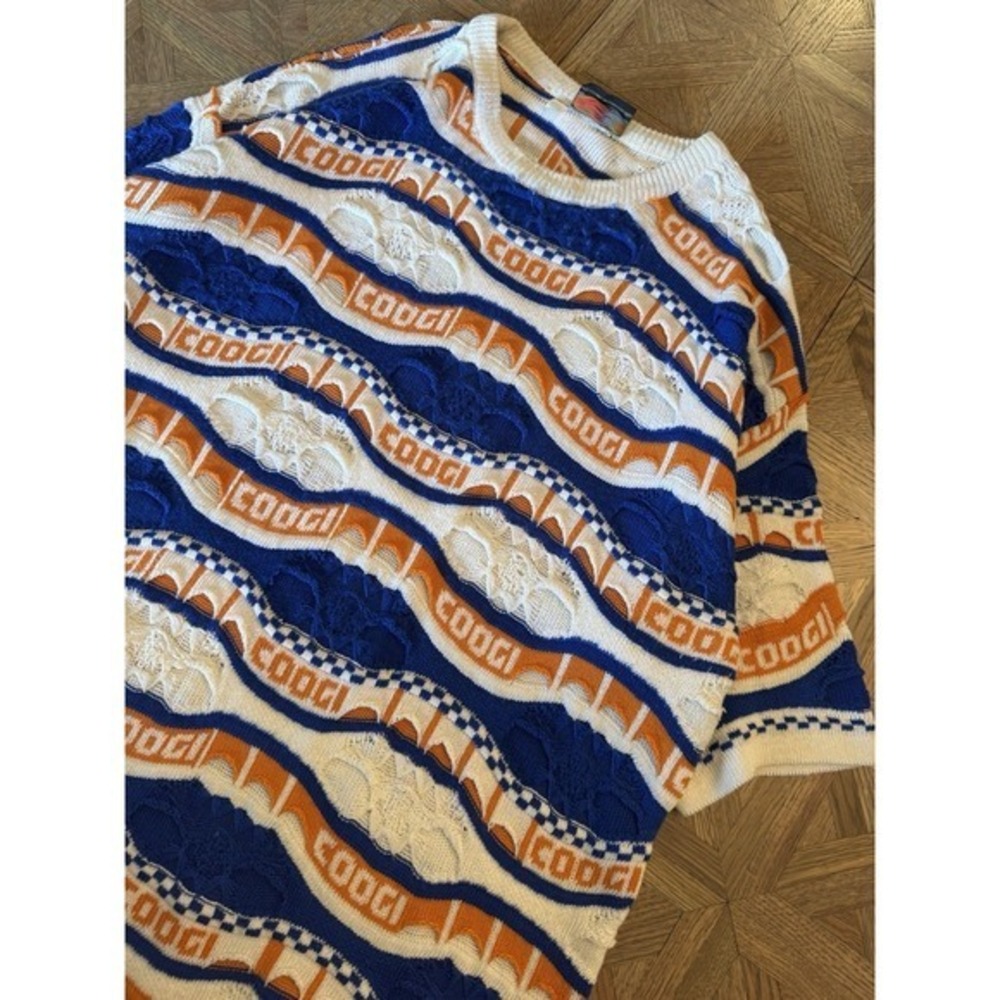 Vintage Coogi blue and orange 3D knit sweater tee Size 3Xl but fits like XXL